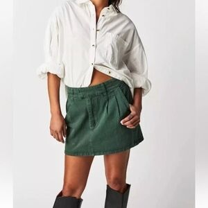 Free People Dahlia Denim Mini Women's Green Skirt